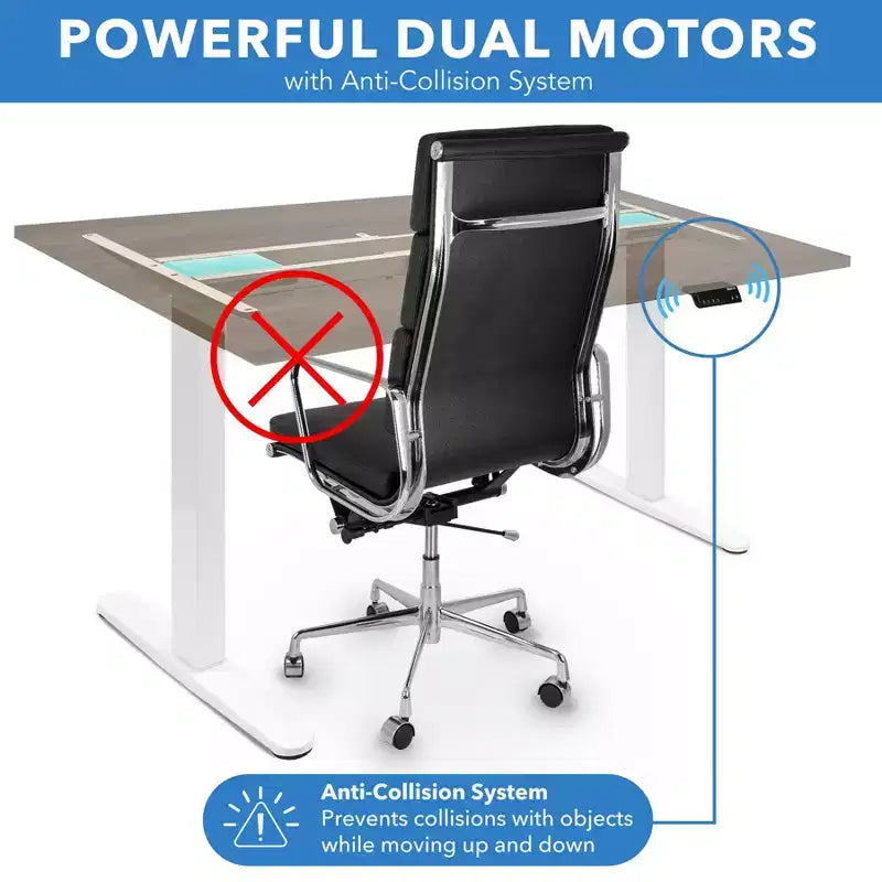 Dual Motor Electric Standing Desk with 55" Tabletop, White