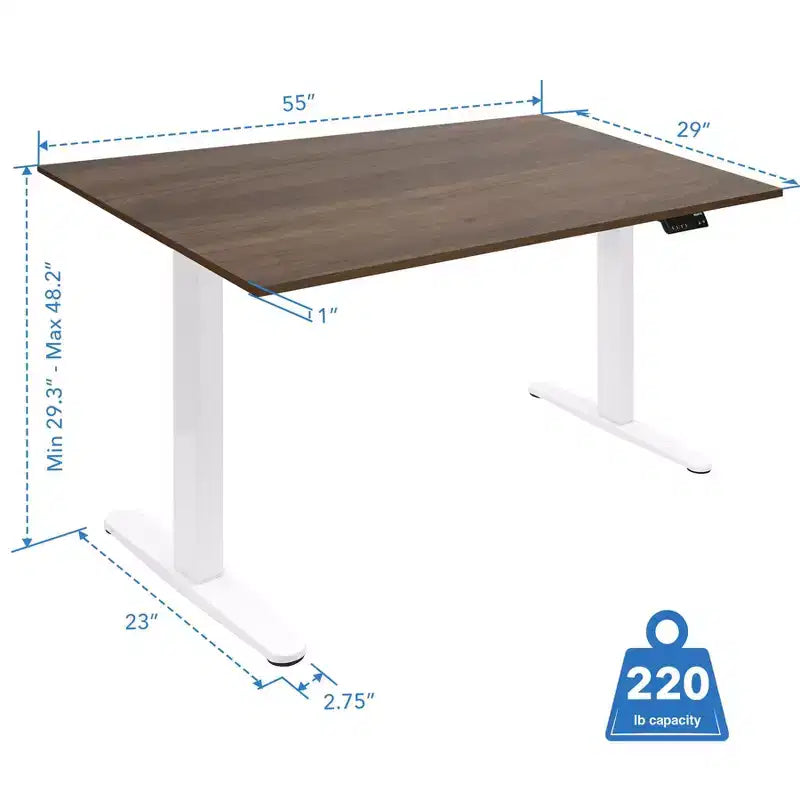 Dual Motor Electric Standing Desk with 55" Tabletop, White