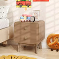 2-Drawer Brown Nightstand with Rubber Wood Legs