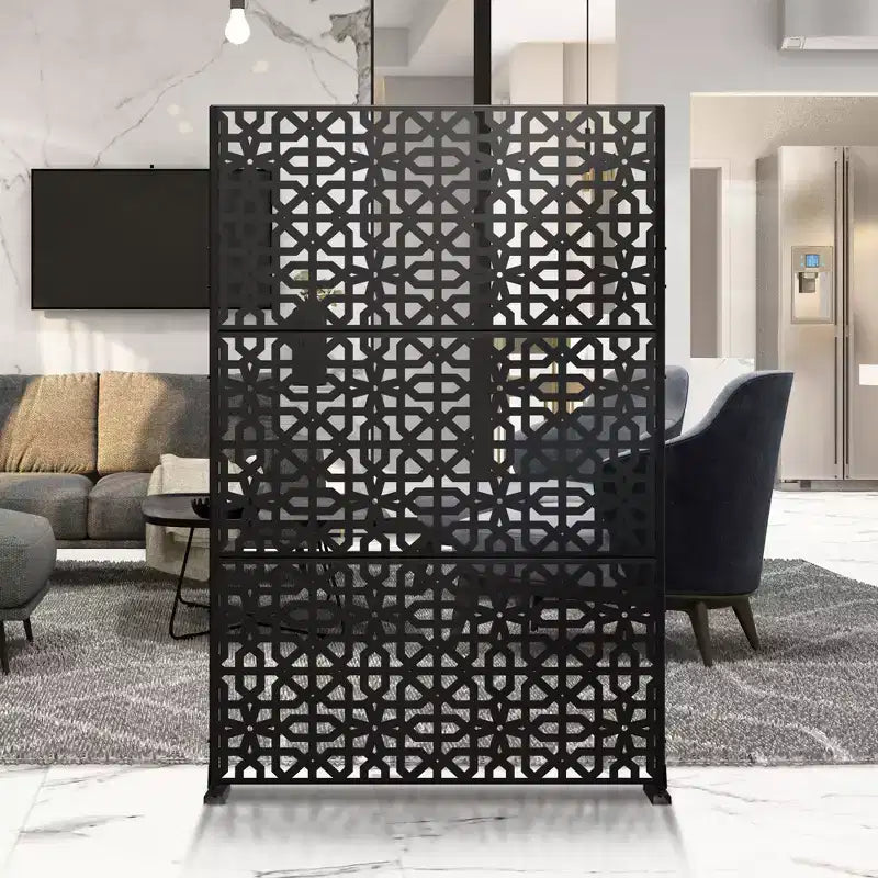 72"x47" Indoor Metal Privacy Screen, 3-Panel Room Divider