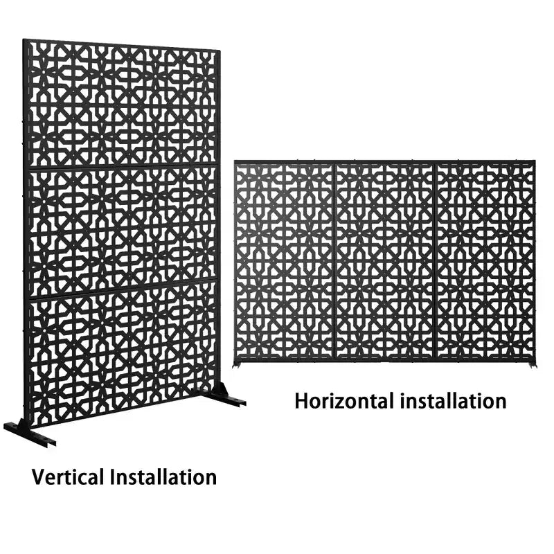72"x47" Indoor Metal Privacy Screen, 3-Panel Room Divider