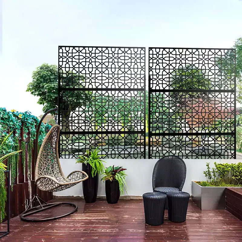 72"x47" Indoor Metal Privacy Screen, 3-Panel Room Divider