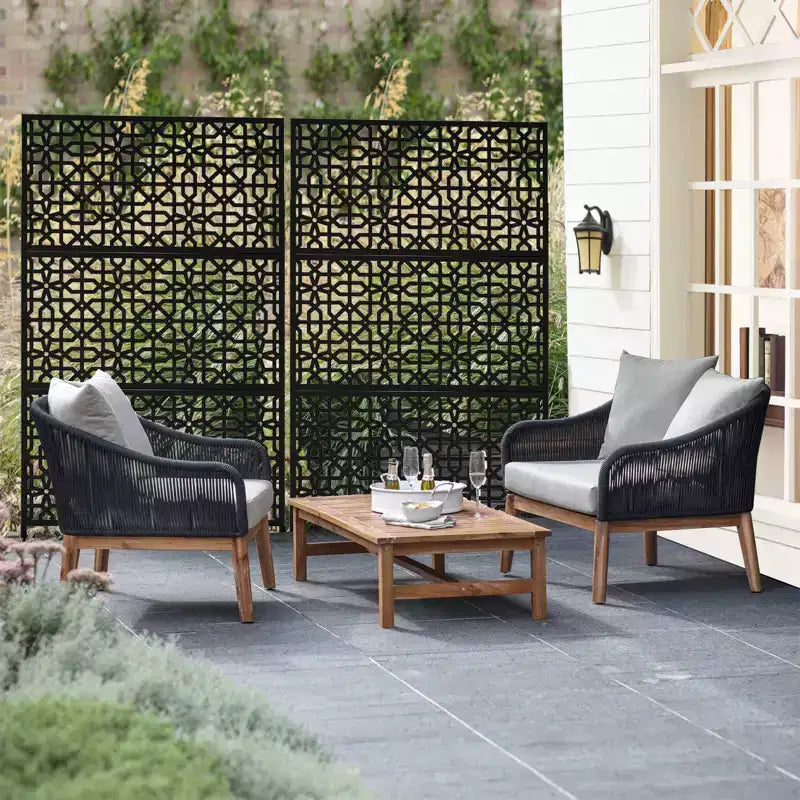 72"x47" Indoor Metal Privacy Screen, 3-Panel Room Divider
