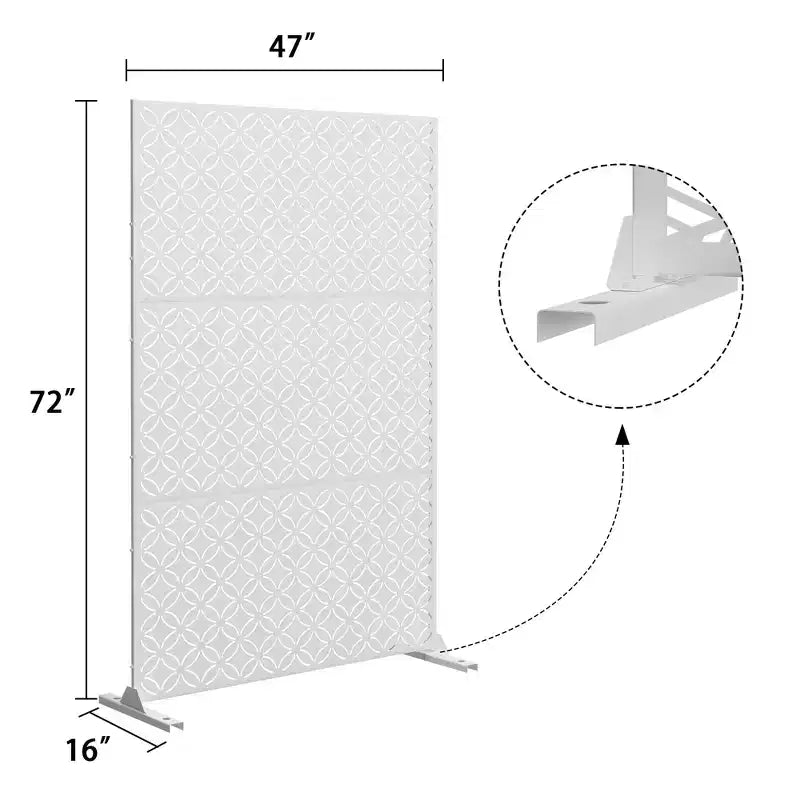 Freestanding Outdoor Metal Privacy Screen, Floral Pattern