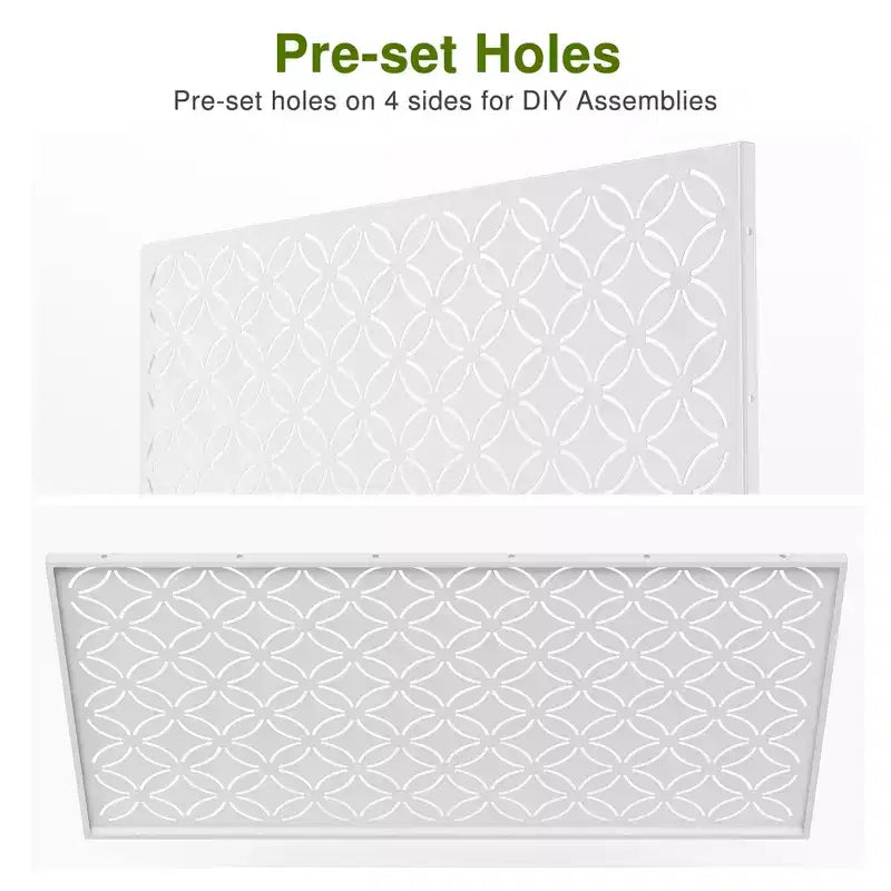Freestanding Outdoor Metal Privacy Screen, Floral Pattern