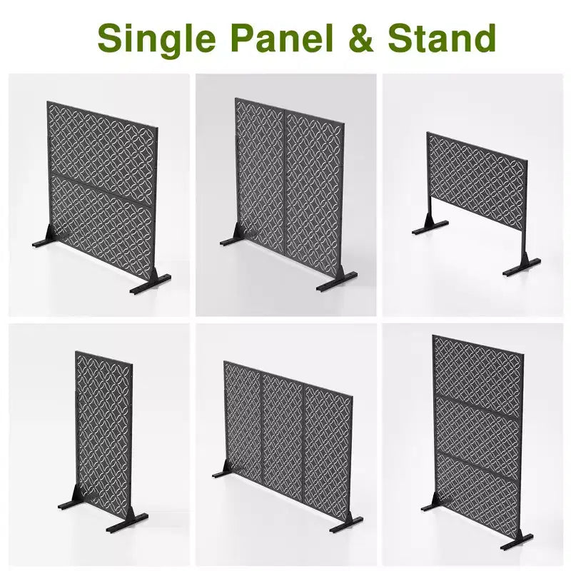 Freestanding Outdoor Metal Privacy Screen, Floral Pattern