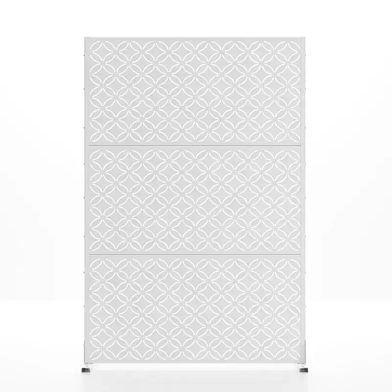 Freestanding Outdoor Metal Privacy Screen, Floral Pattern