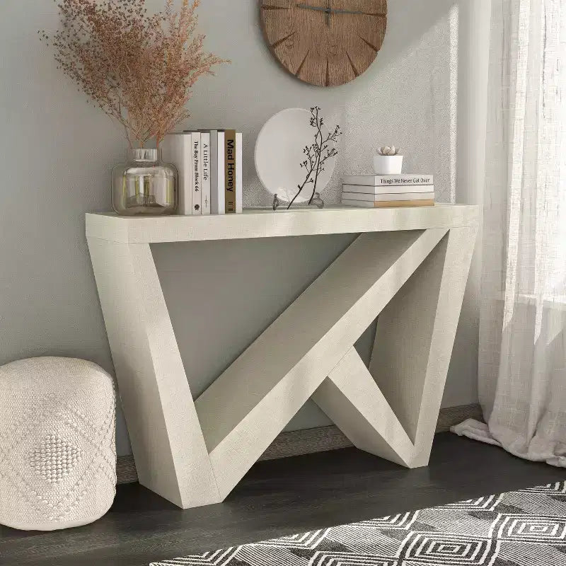 Modern Rectangular Console Table with Geometric Design, 48"