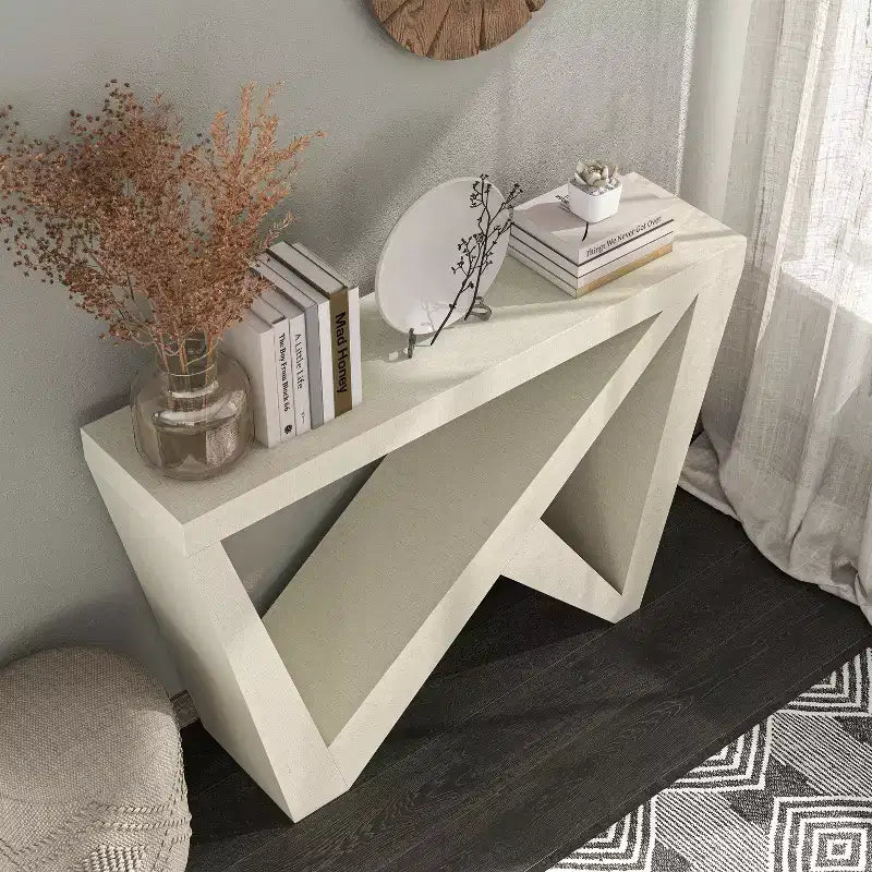 Modern Rectangular Console Table with Geometric Design, 48"