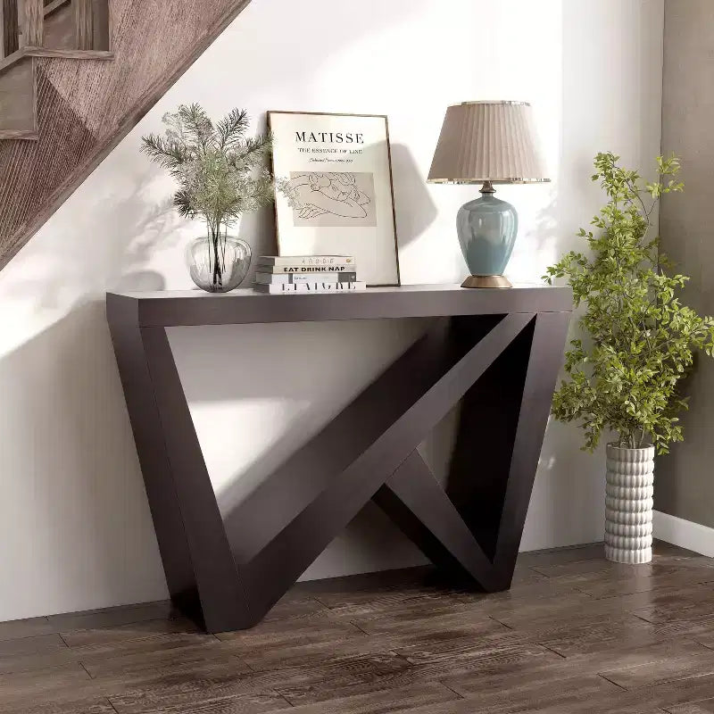 Modern Rectangular Console Table with Geometric Design, 48"