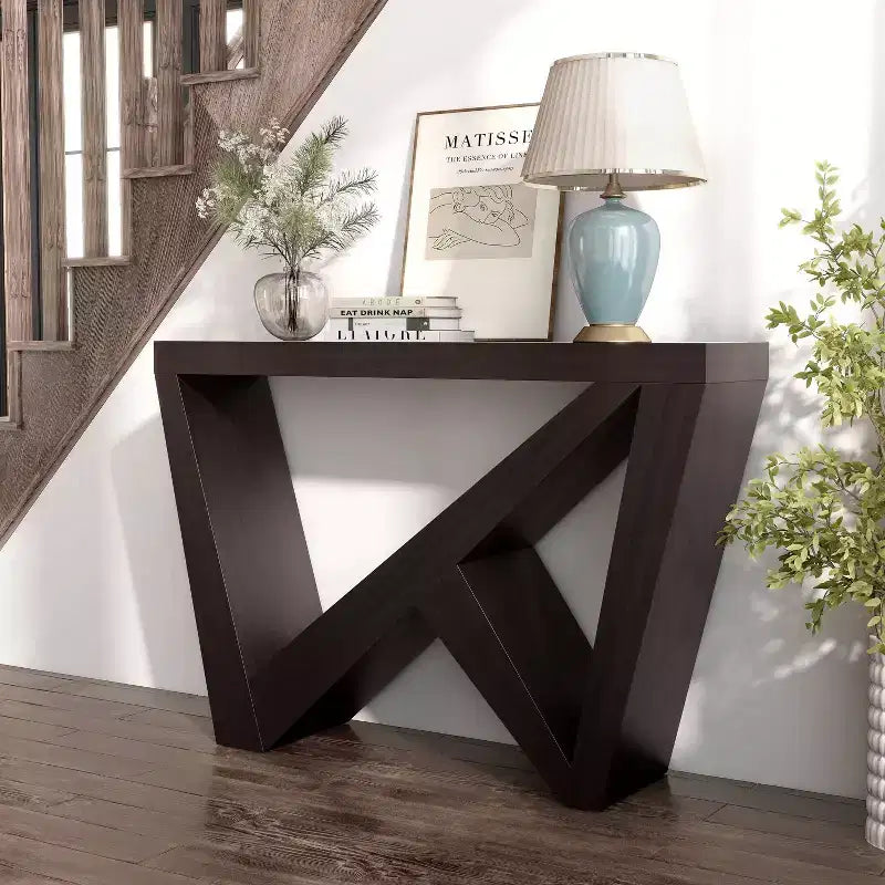 Modern Rectangular Console Table with Geometric Design, 48"