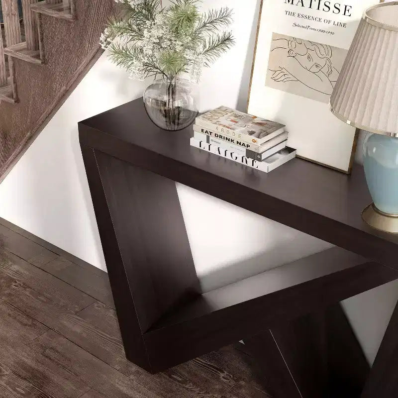 Modern Rectangular Console Table with Geometric Design, 48"