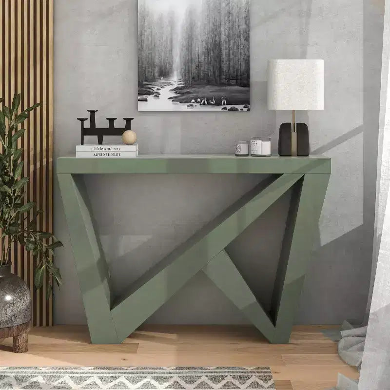 Modern Rectangular Console Table with Geometric Design, 48"