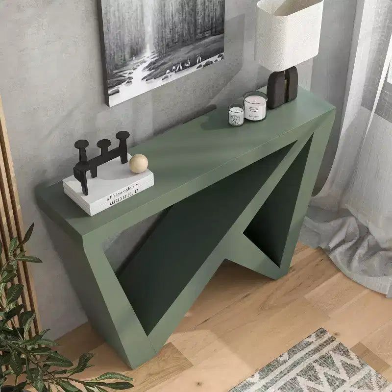 Modern Rectangular Console Table with Geometric Design, 48"