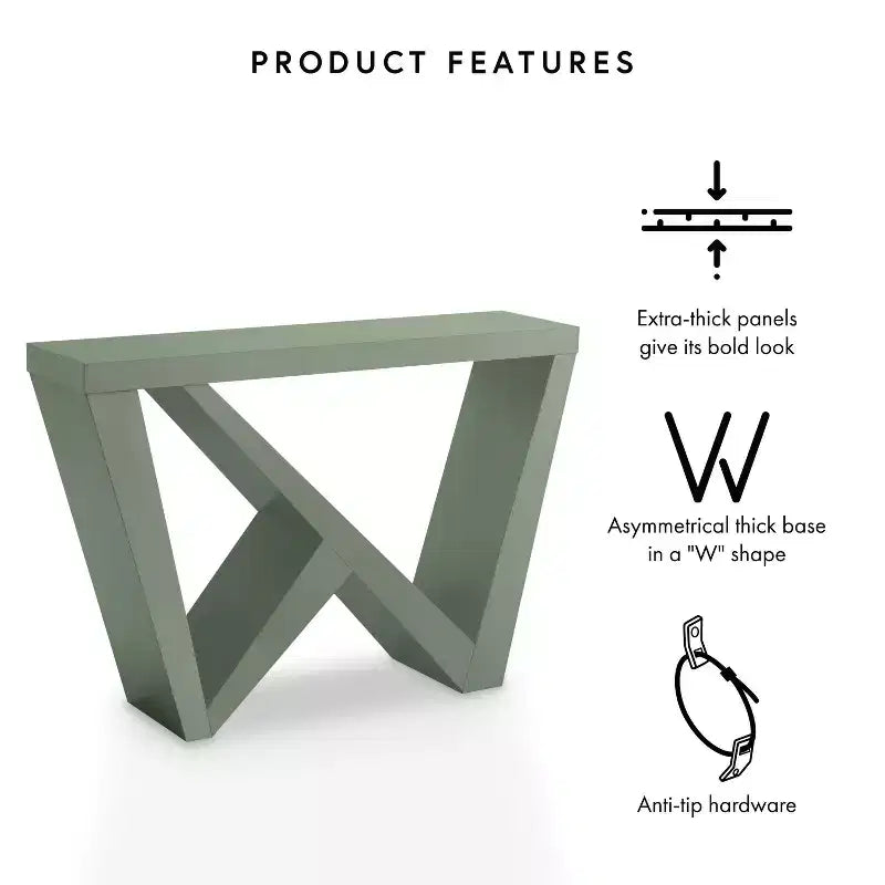Modern Rectangular Console Table with Geometric Design, 48"