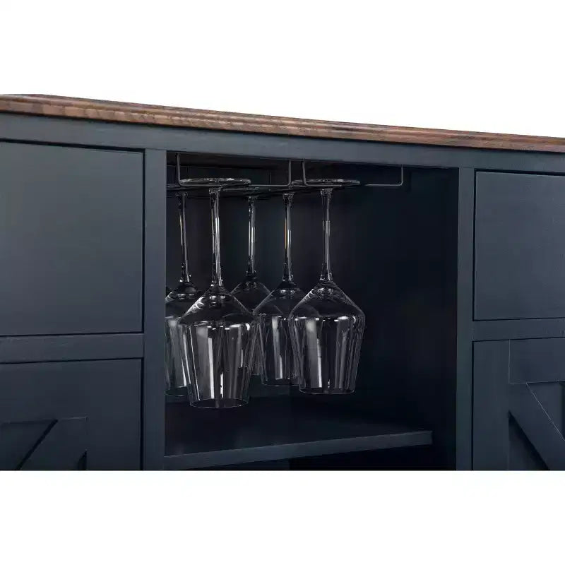 47" Wood Bar Cabinet with Brushed Nickel Knobs
