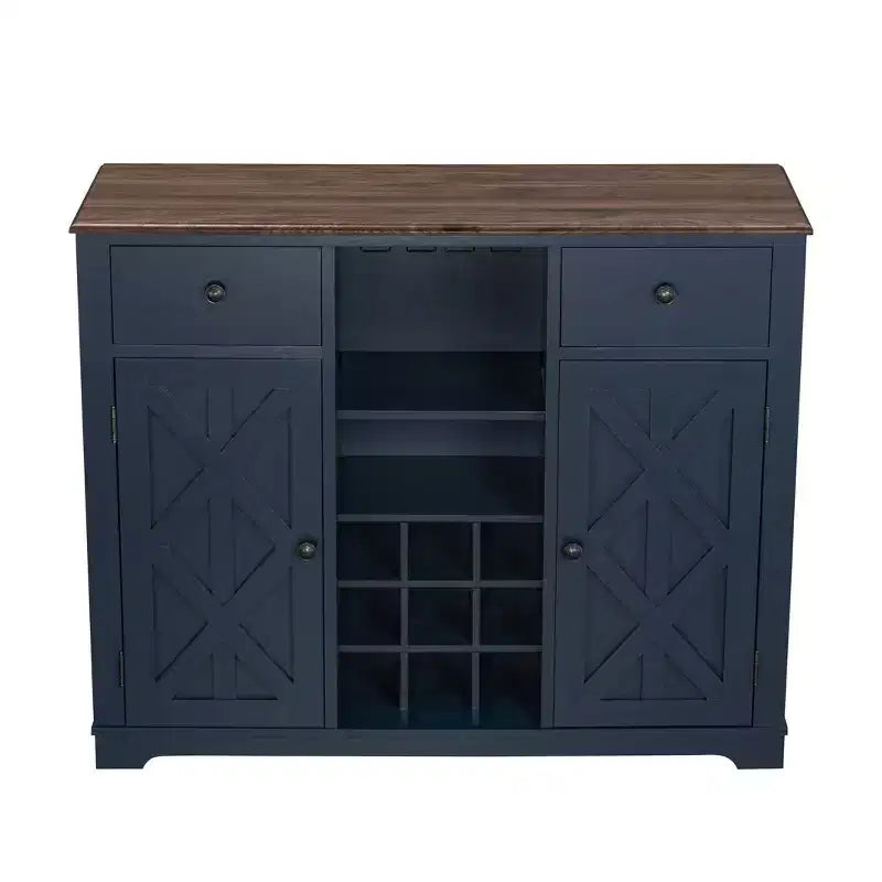 47" Wood Bar Cabinet with Brushed Nickel Knobs