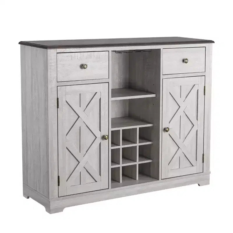 47" Wood Bar Cabinet with Brushed Nickel Knobs
