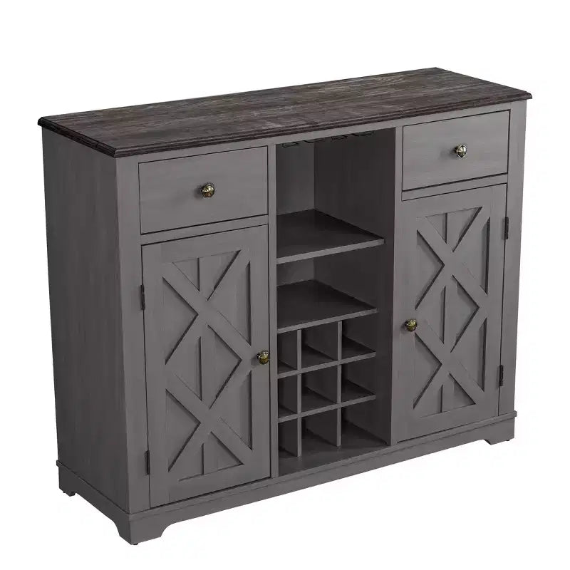 47" Wood Bar Cabinet with Brushed Nickel Knobs