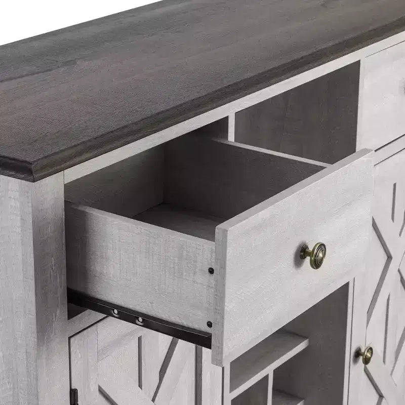 47" Wood Bar Cabinet with Brushed Nickel Knobs