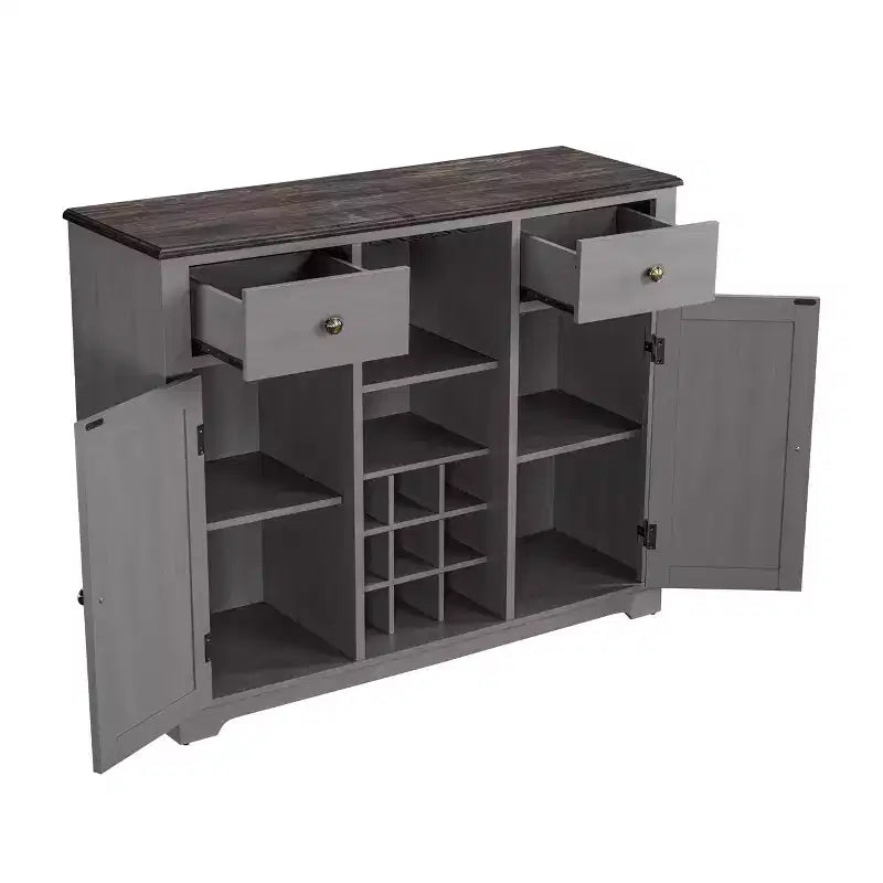 47" Wood Bar Cabinet with Brushed Nickel Knobs
