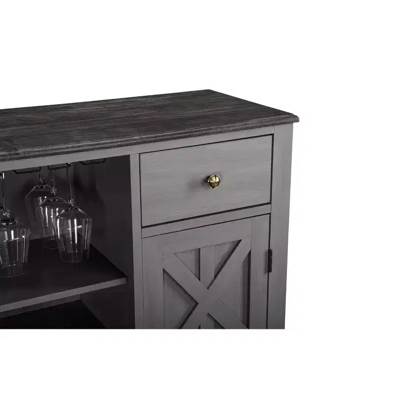 47" Wood Bar Cabinet with Brushed Nickel Knobs