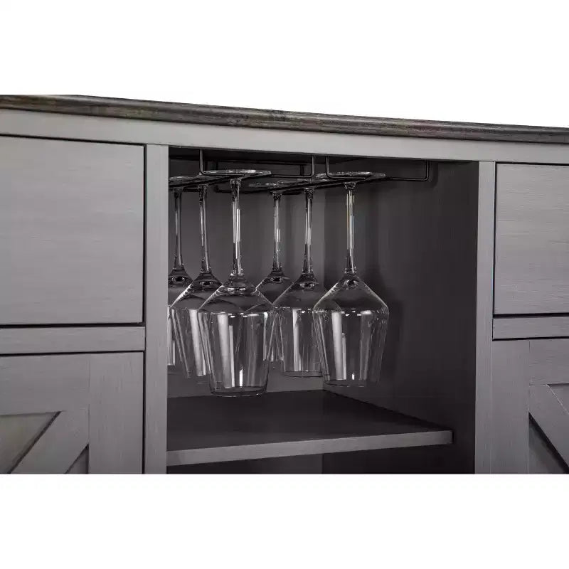 47" Wood Bar Cabinet with Brushed Nickel Knobs
