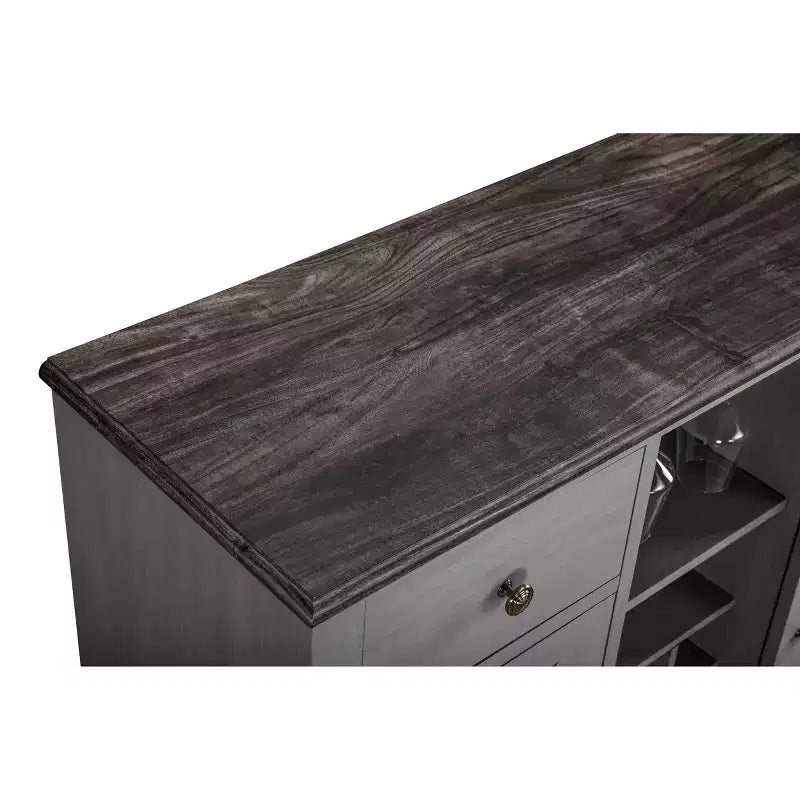47" Wood Bar Cabinet with Brushed Nickel Knobs