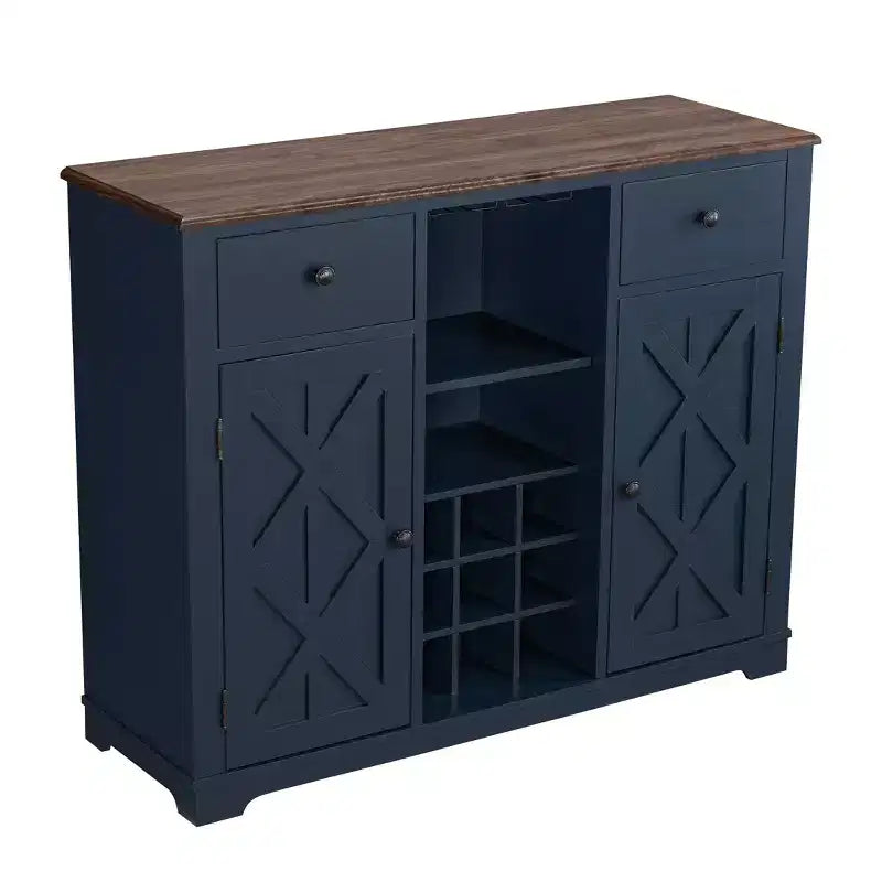 47" Wood Bar Cabinet with Brushed Nickel Knobs
