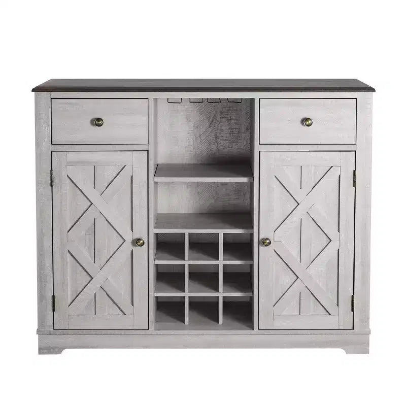 47" Wood Bar Cabinet with Brushed Nickel Knobs