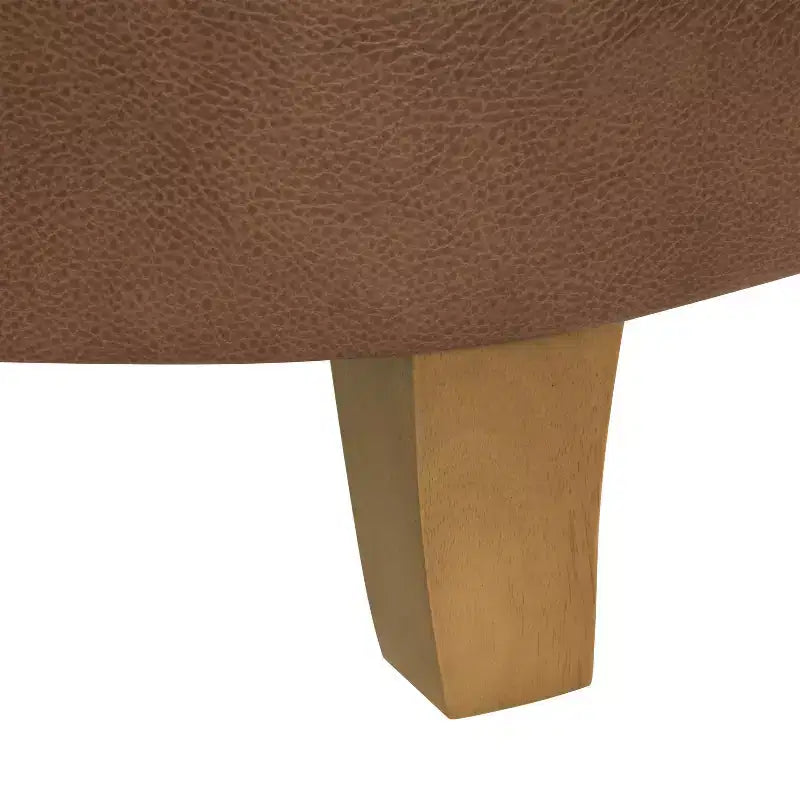 Round Tufted Storage Ottoman, Faux Leather